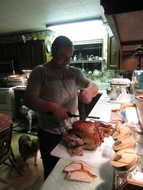 Jonny carving the turkey